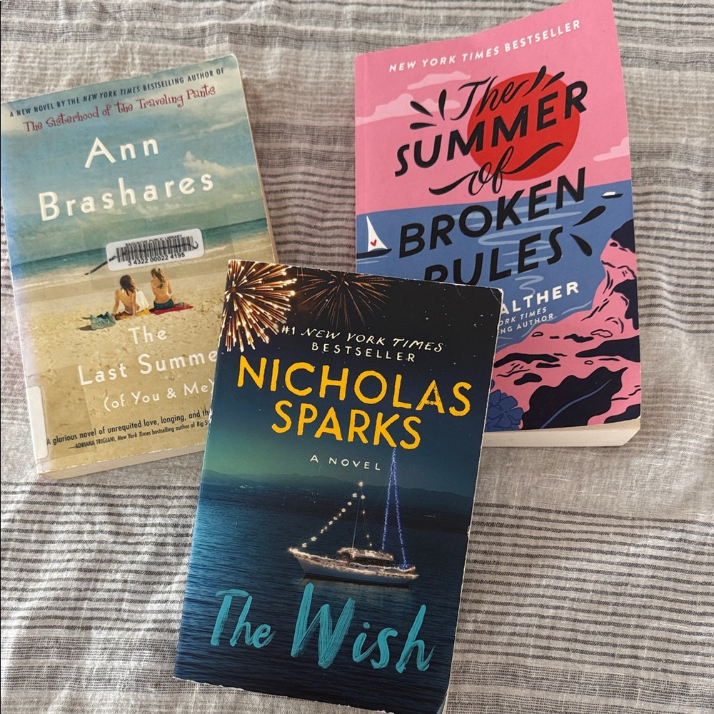 Nicholas Sparks "The Wish" + Two Summer Novels - Blue, Pink, Cream Covers